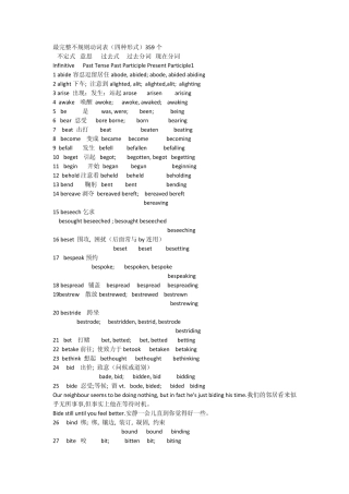 完整不规则动词表359个含词义