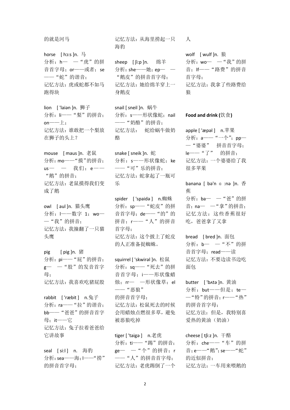 完美版小学英语单词图像记忆法_第2页