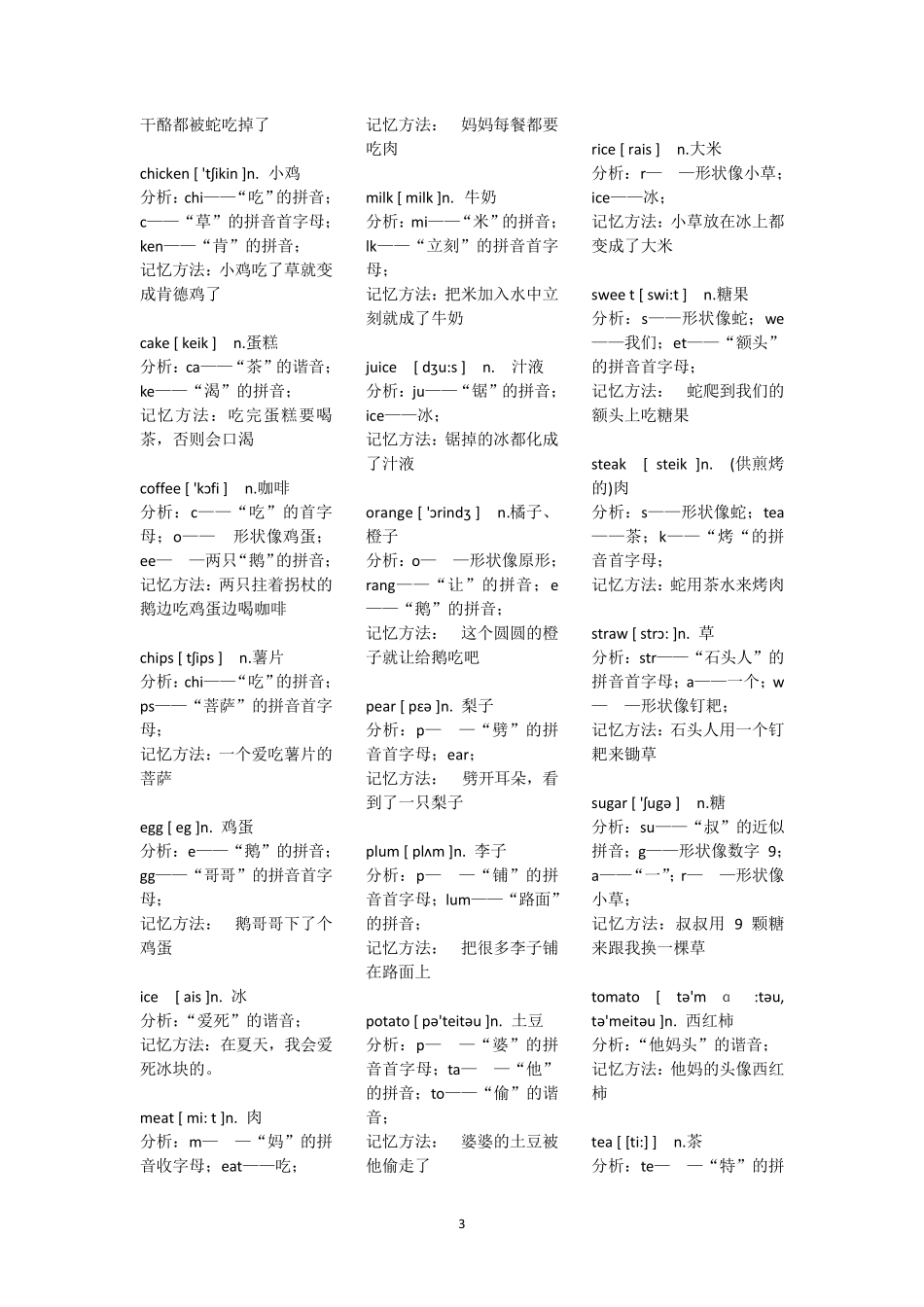 完美版小学英语单词图像记忆法_第3页