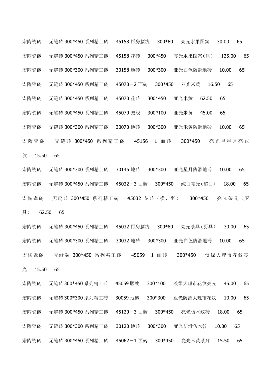 宏陶瓷砖价格表_第2页