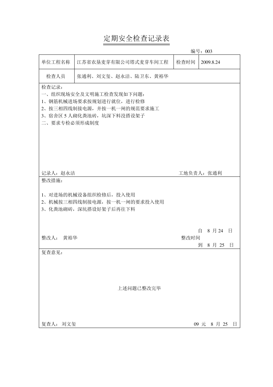 定期安全检查记录表模板_第3页