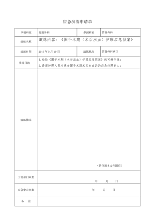 定稿围手术期(术后出血)护理应急预案付照片