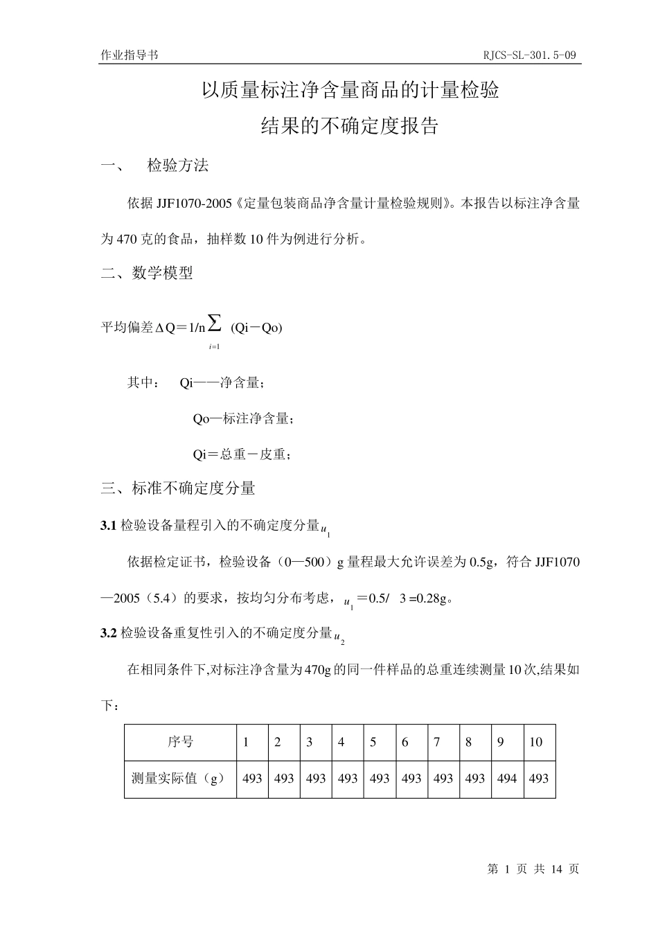 定量包装计量检验测量不确定度评定_第1页