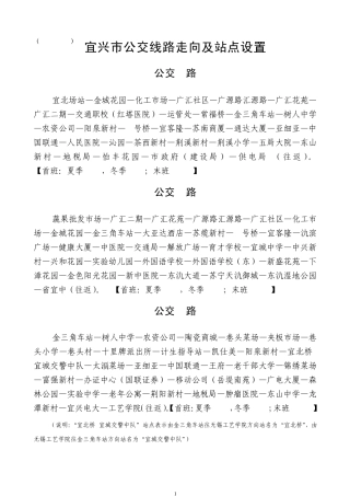 宜兴公交线路走向、站点设置和首末班时间