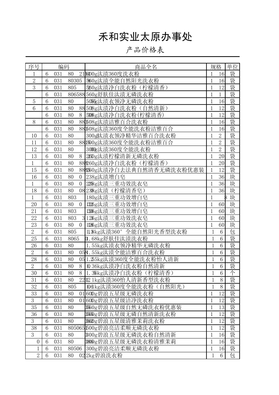 宝洁产品报价单_第1页