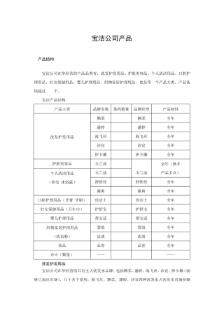 宝洁公司产品