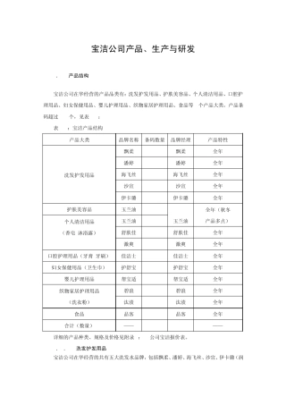 宝洁公司产品、生产与研发