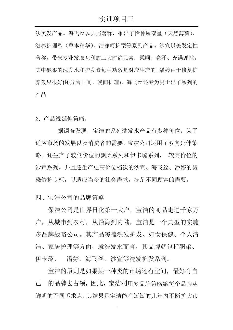 宝洁公司的产品组合策略和品牌策略分析报告_第3页