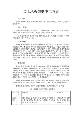 实木地板铺贴施工方案