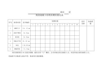 实测实量表格