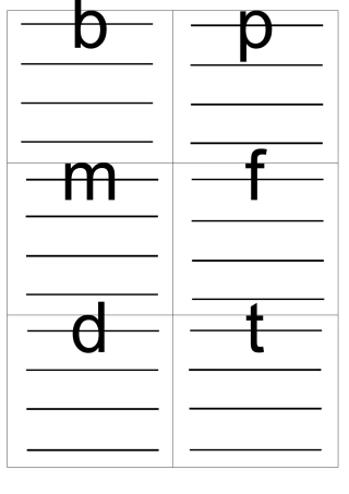实用的汉语拼音字母表卡片(四线三格版)