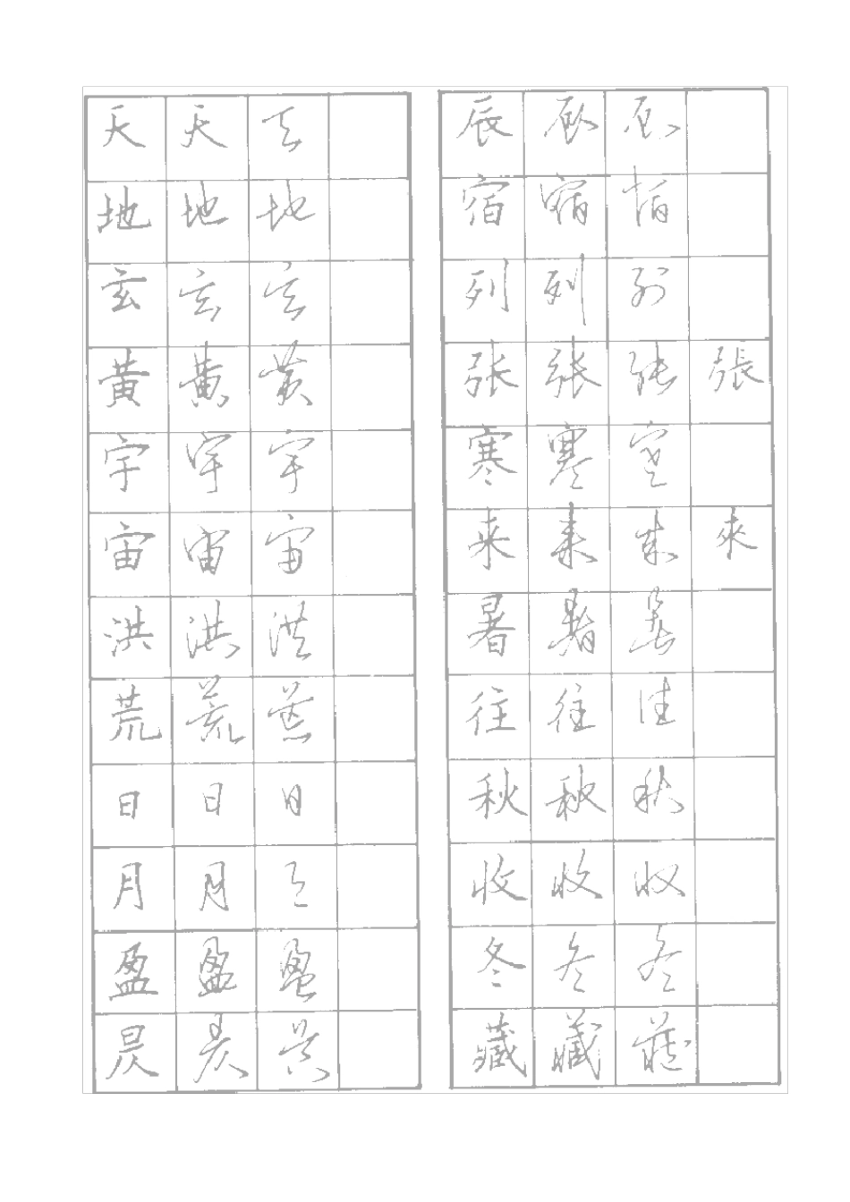 实用硬笔书法楷行草对照描红字帖_第1页