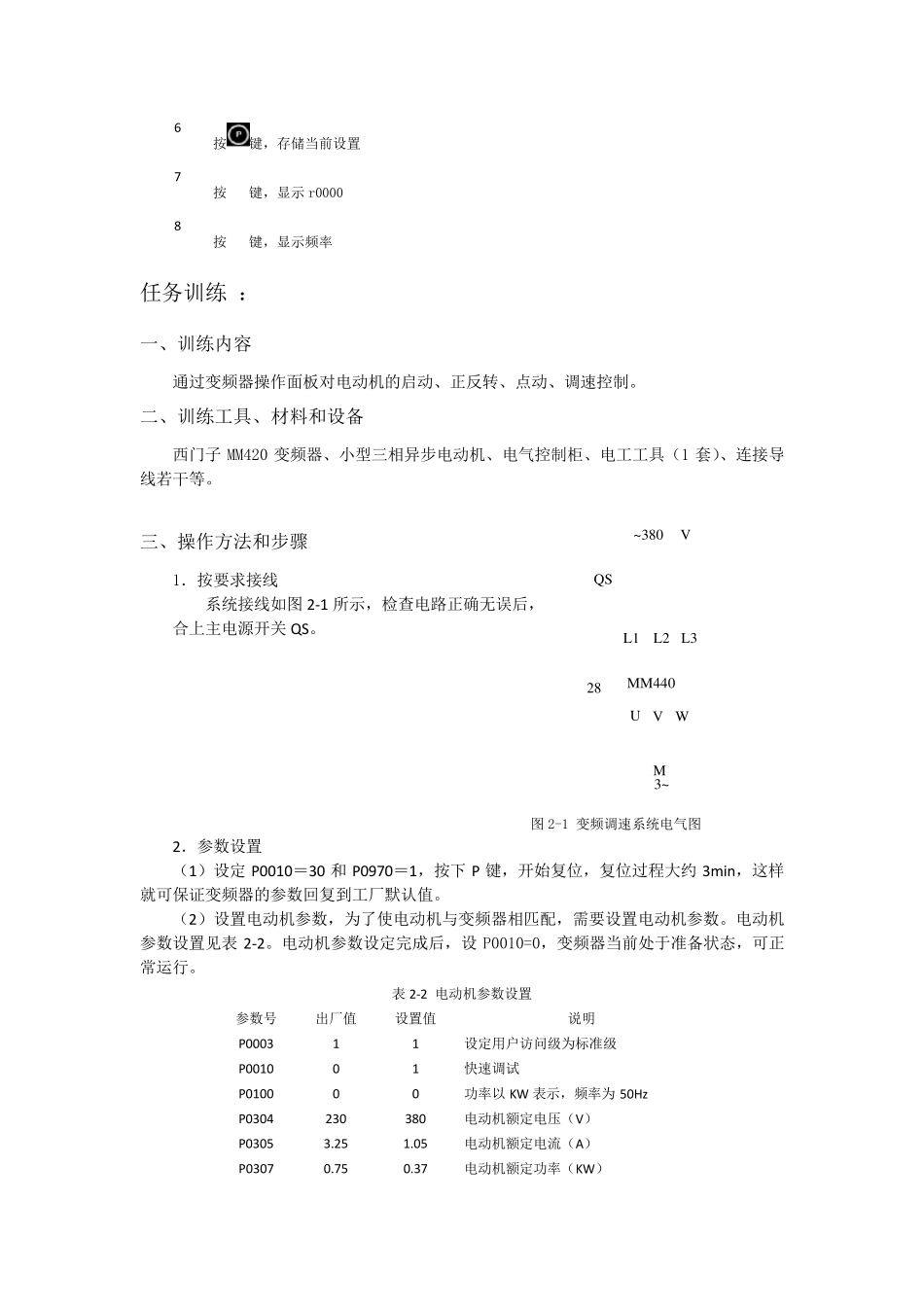实训指导书(西门子MM420变频器)全解_第2页