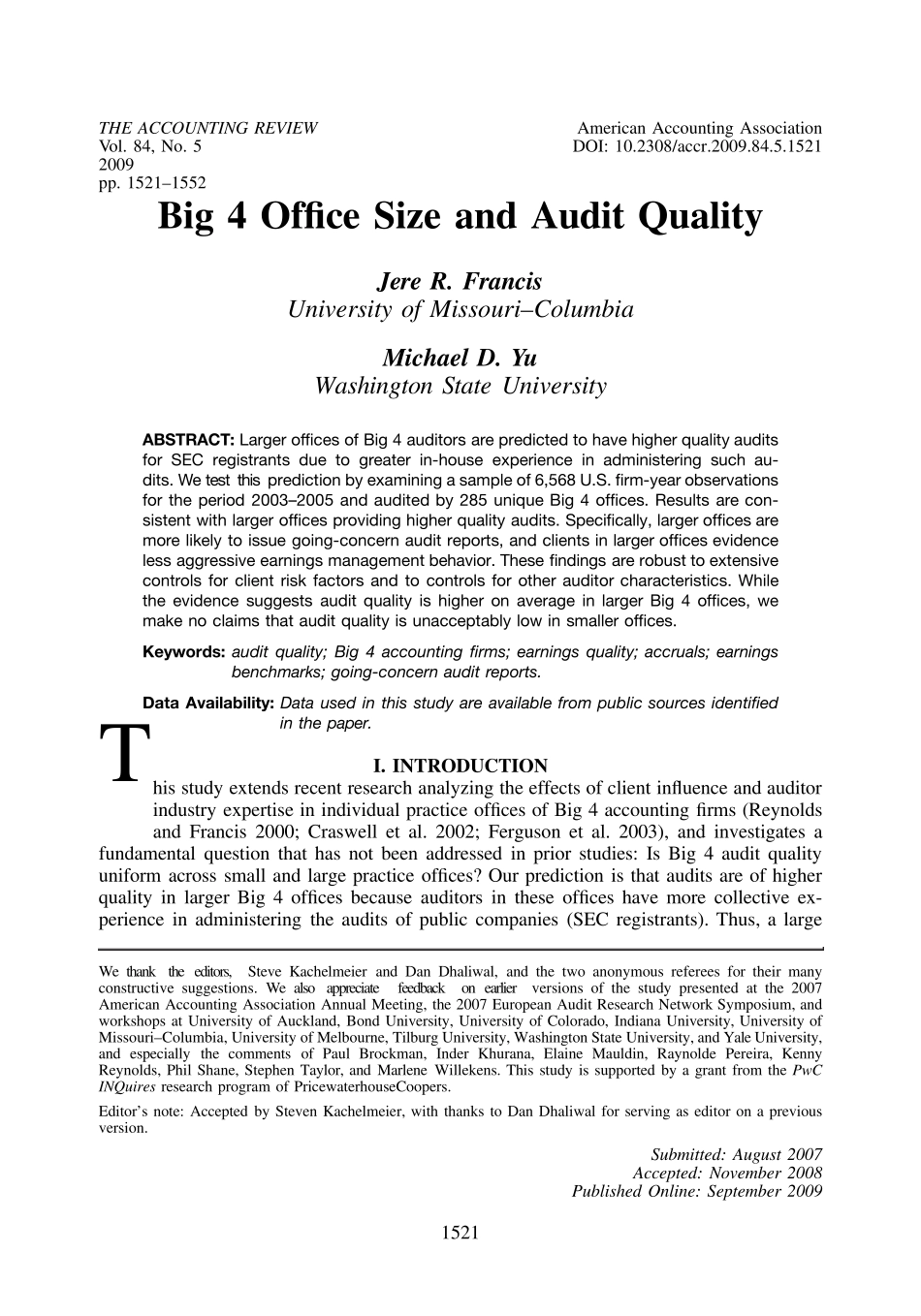 实证1：Big4OfficeSizeandAuditQuality_第1页