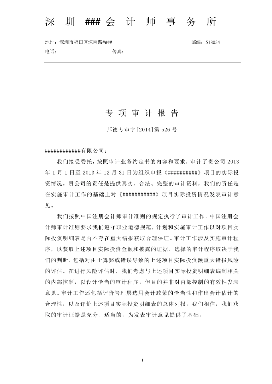 实际投资额审计报告模板_第2页