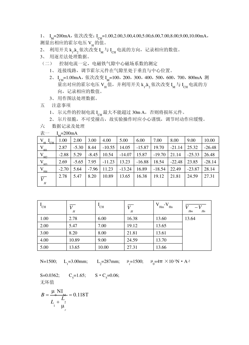 实验14霍尔元件灵敏度的报告_第2页