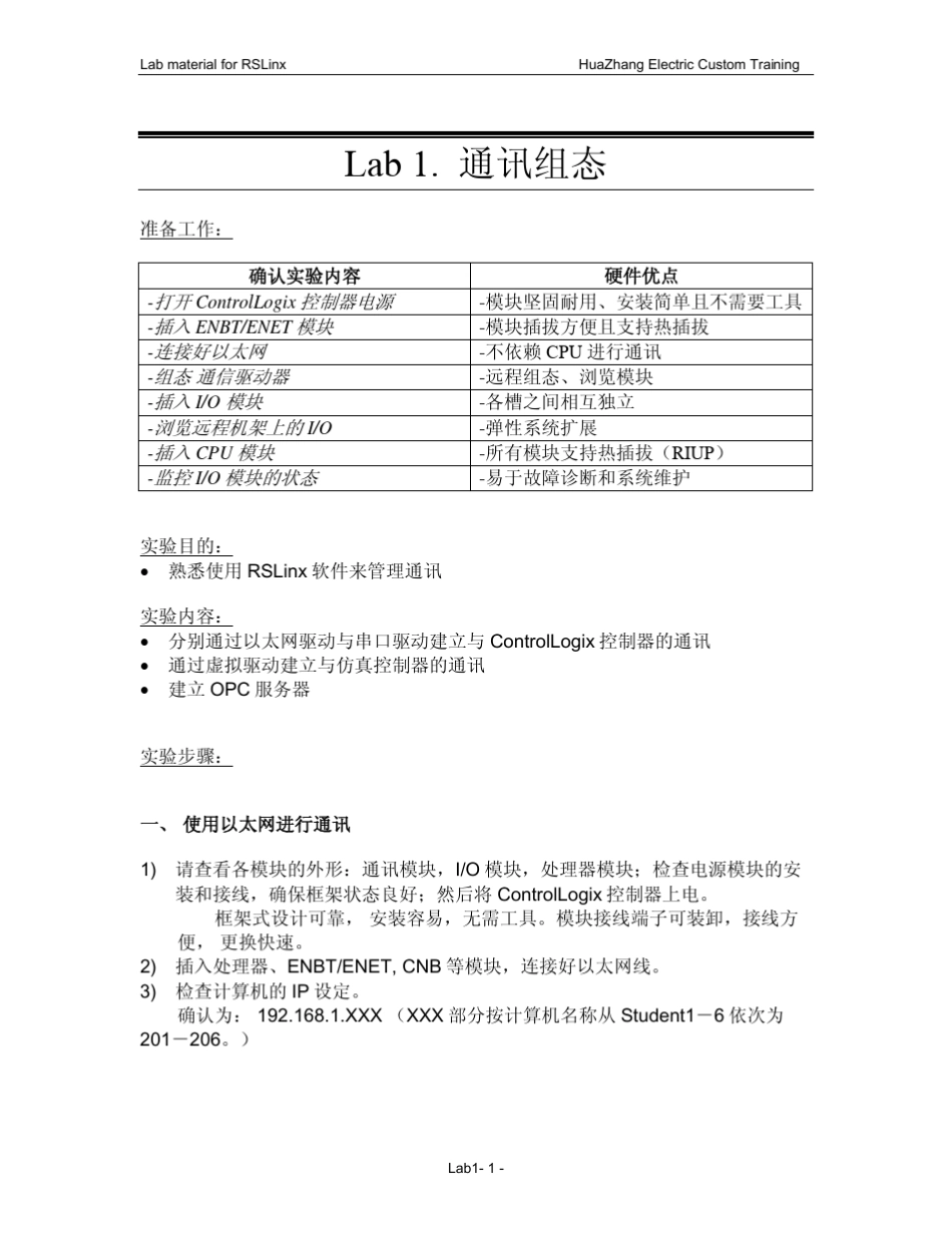 实验1_RSLinx软件应用组态通讯v1.1_第1页