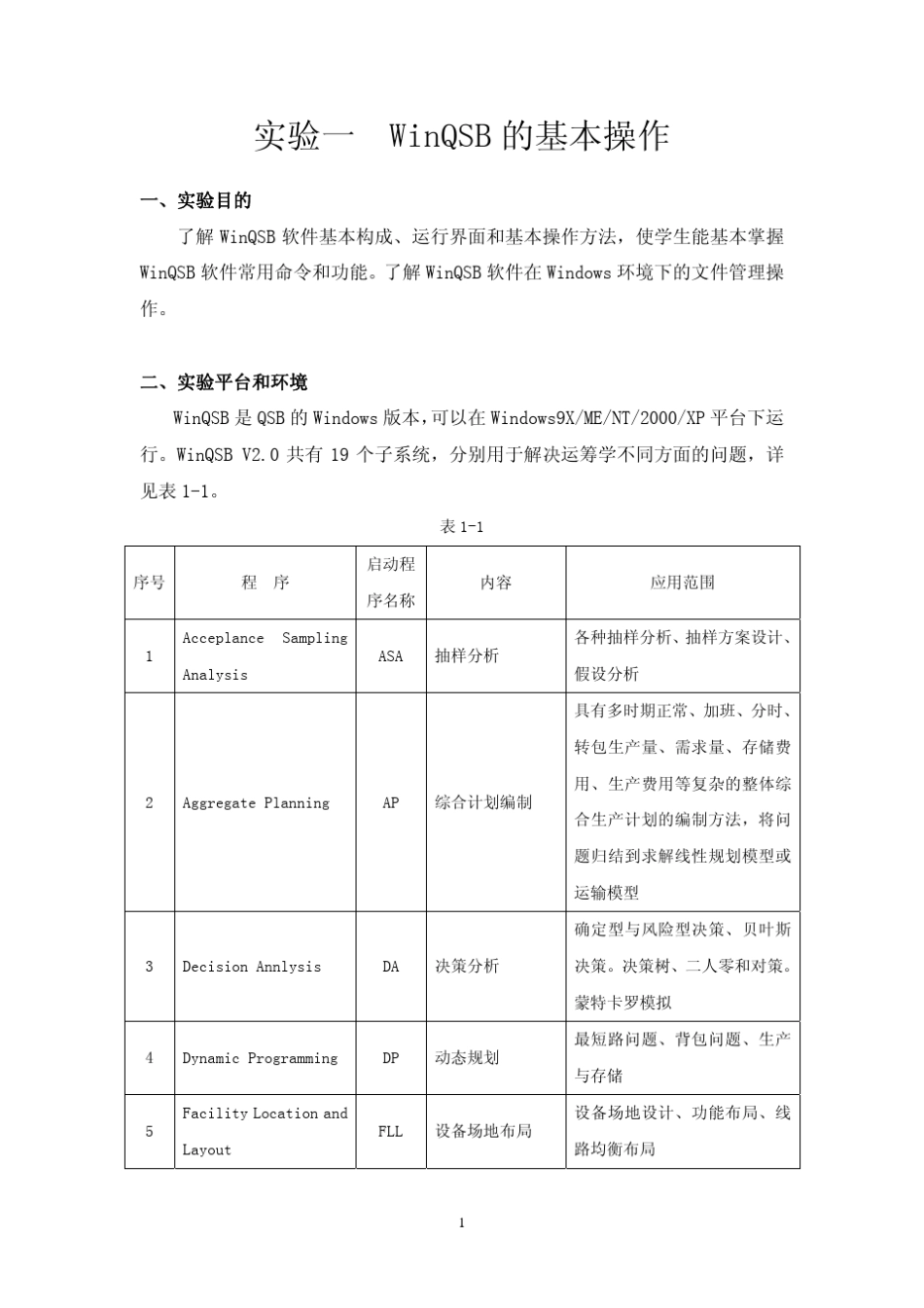 实验一WinQSB的基本操作_第1页