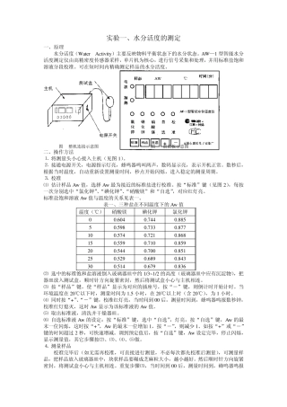 实验一、水分活度的测定