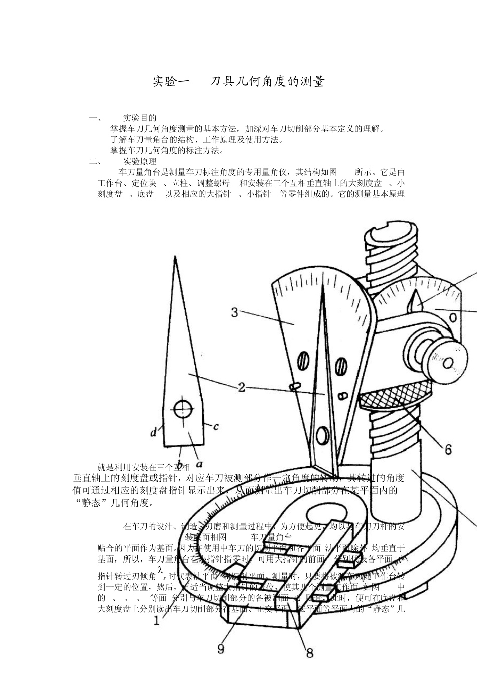 实验一刀具几何角度的测量_第1页