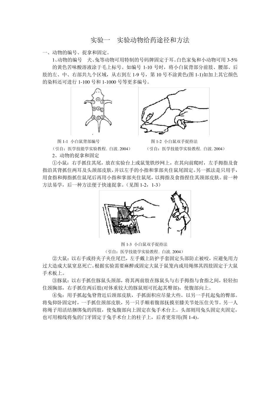 实验一实验动物给药途径和方法._第1页