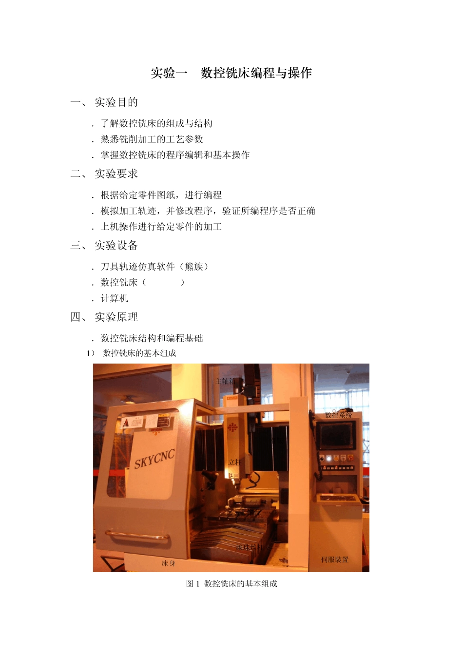 实验一数控铣床编程与操作_第1页