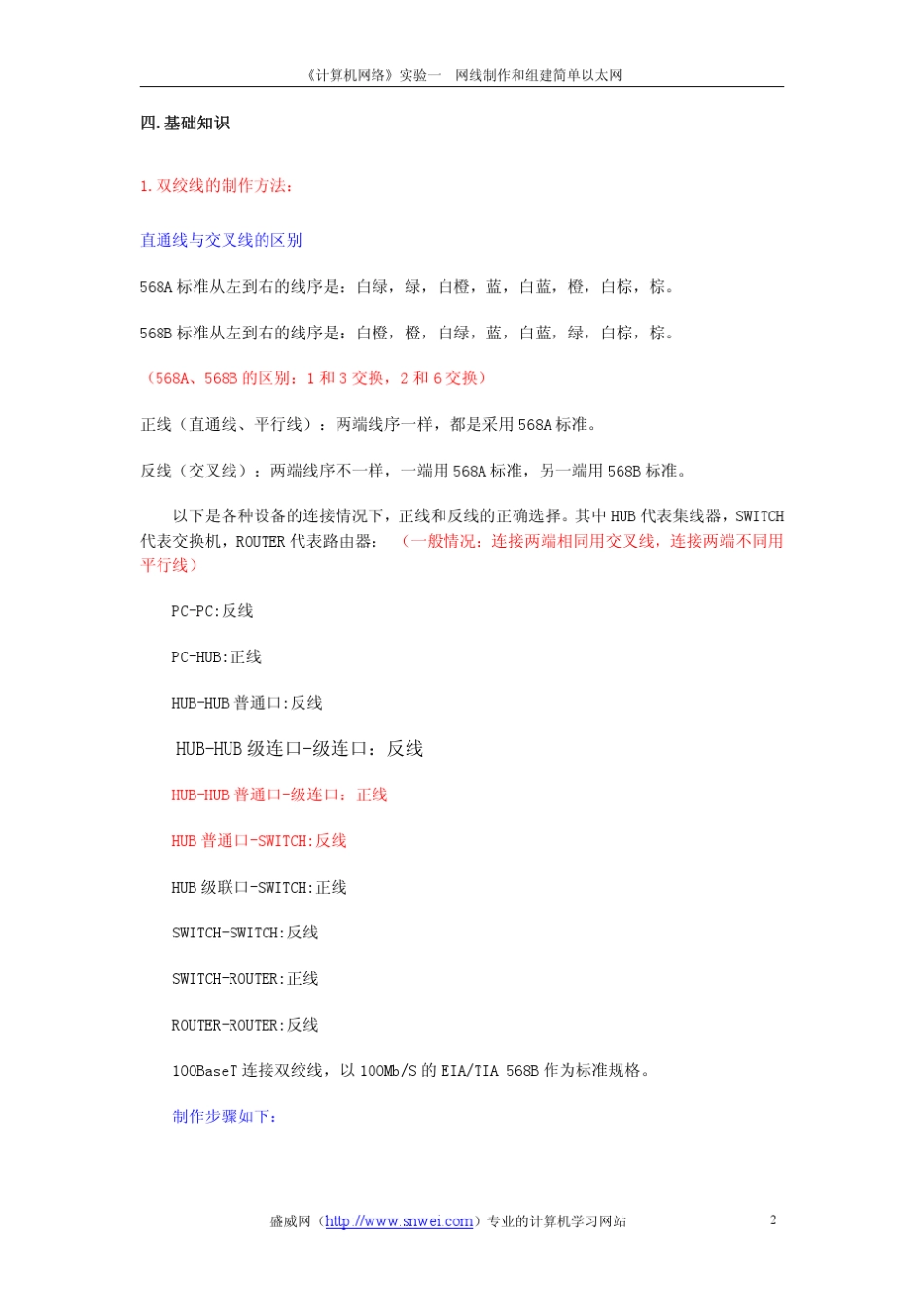 实验一网线制作和组建简单以太网_第2页