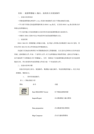 实验一遥感图像输入、输出、波段、组合及视窗操作
