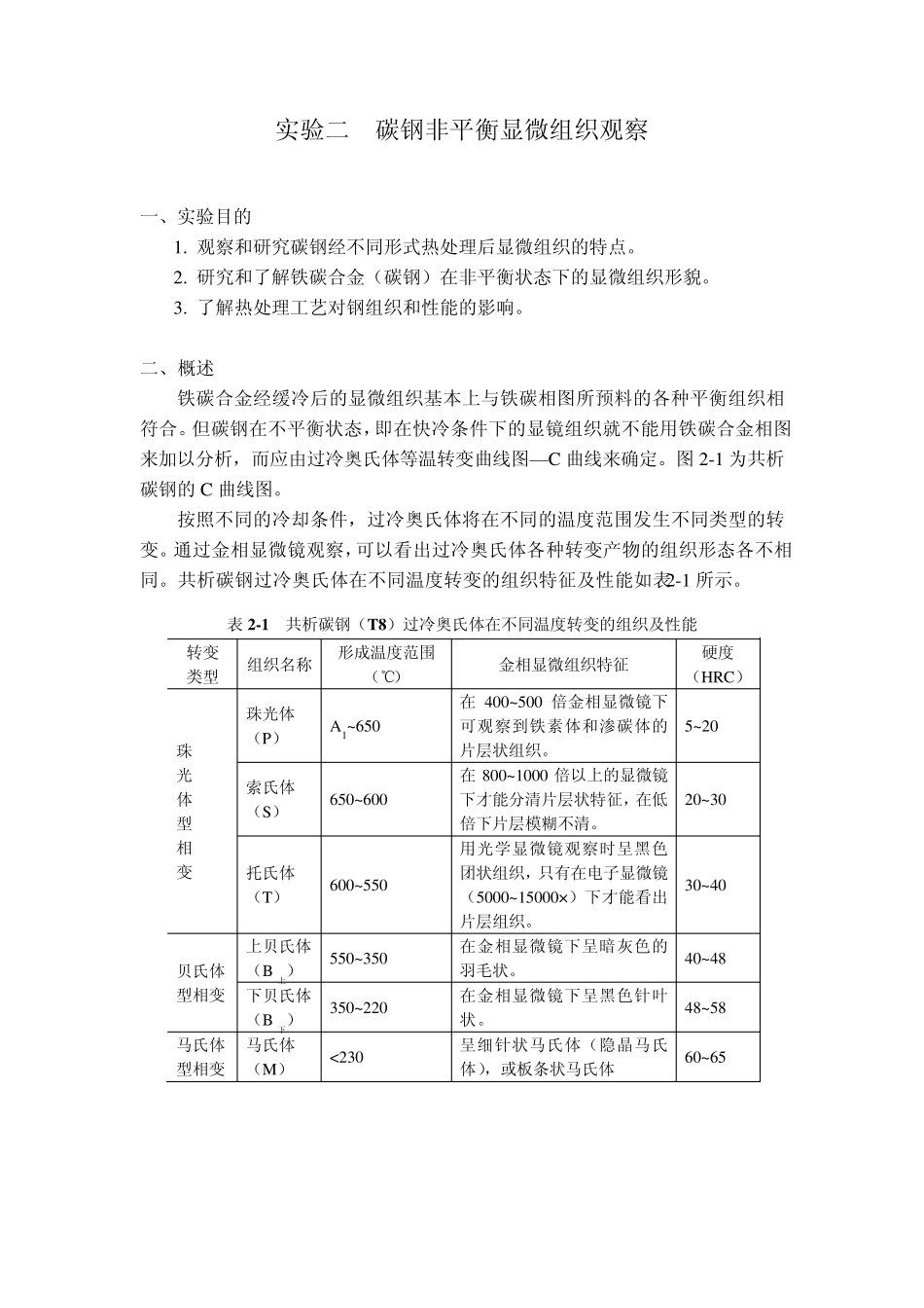 实验二碳钢非平衡显微组织观察_第1页