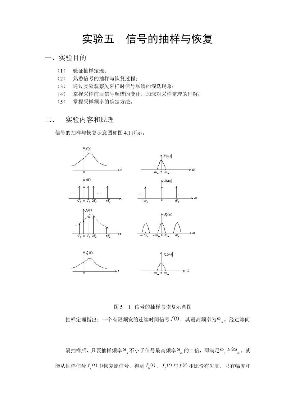 实验五1实验五信号的抽样与恢复_第1页