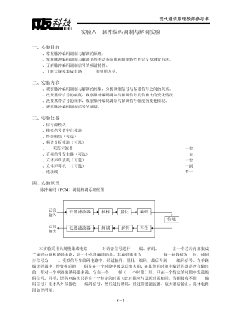 实验八脉冲编码调制与解调实验