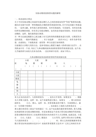 实验动物剂量换算问题的解析