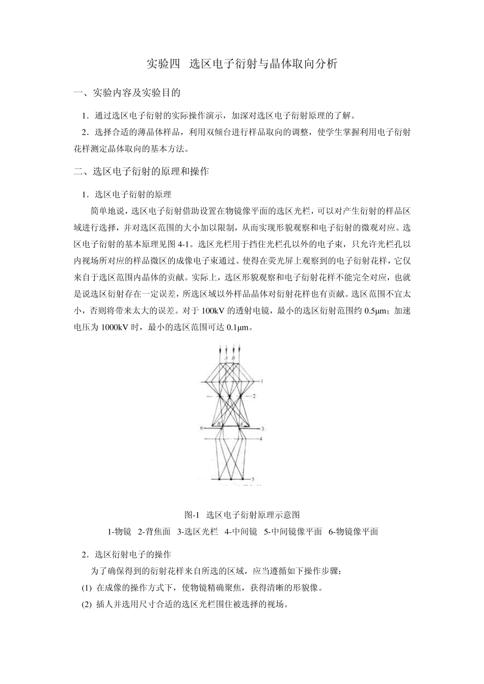 实验四选区电子衍射与晶体取向分析_第1页