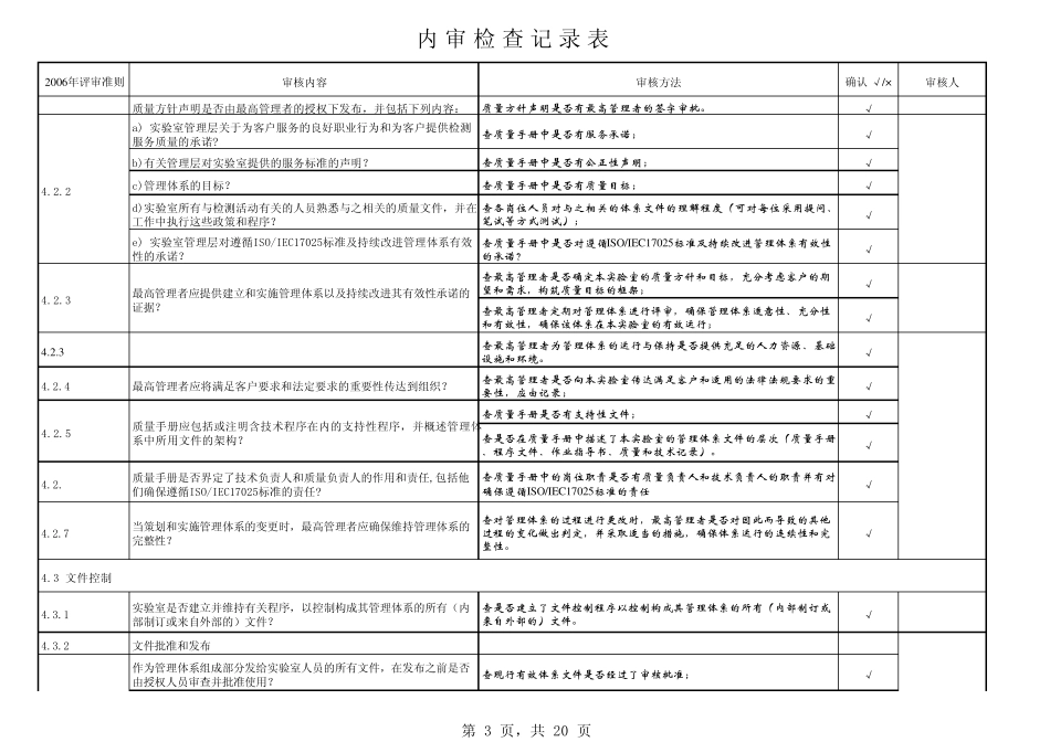 实验室内审检查记录表_第3页