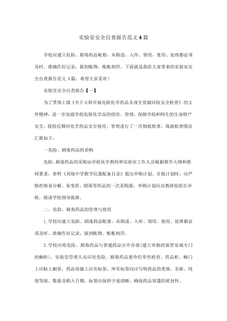 实验室安全自查报告范文4篇