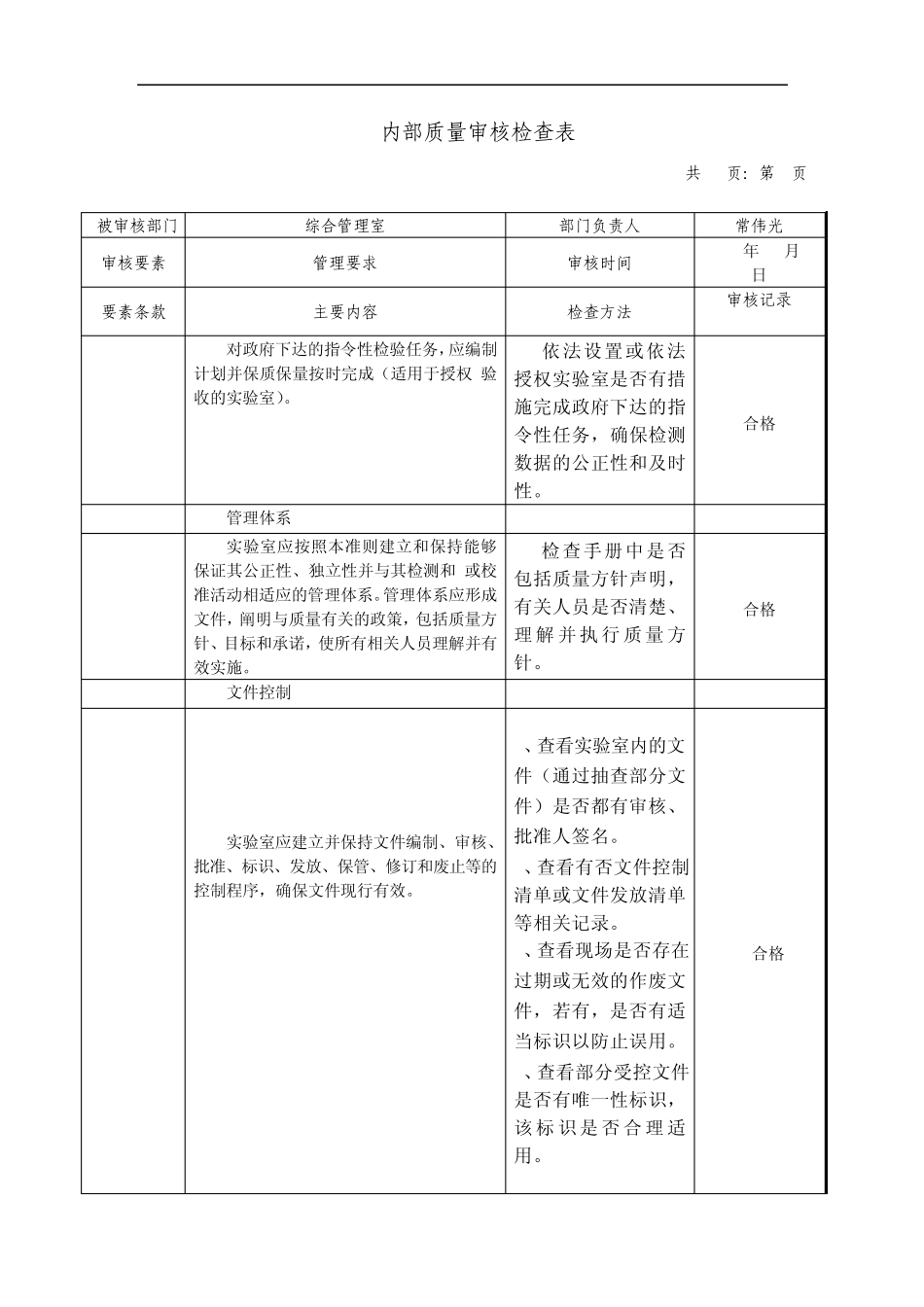 实验室能力内审检查表_第3页