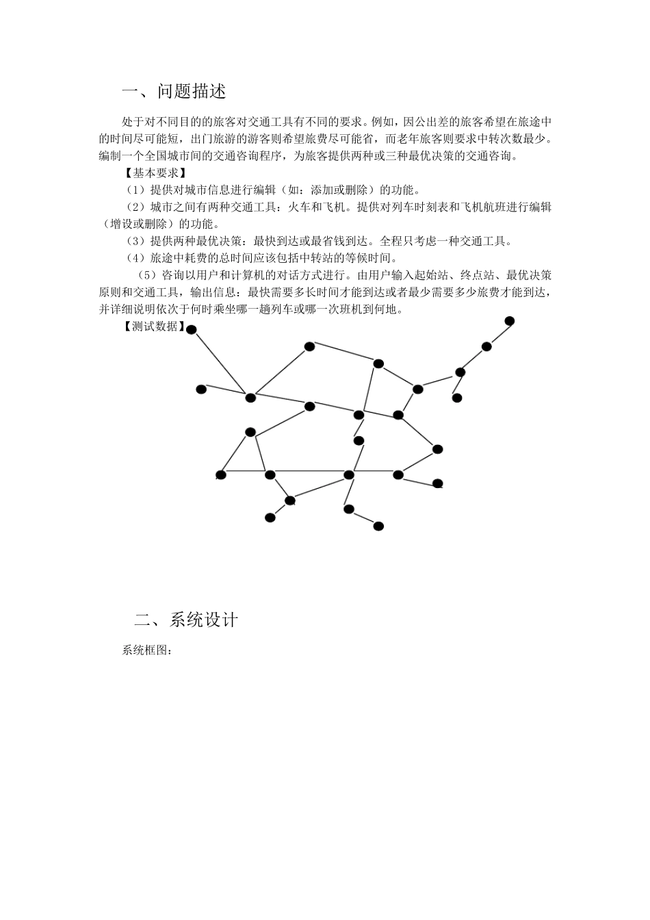 实验报告C语言数据结构全国交通模拟咨询_第2页