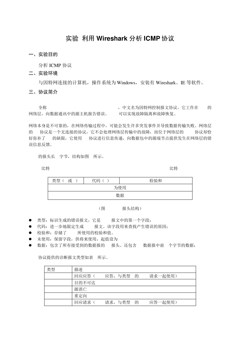 实验：利用Wireshark分析ICMP协议_第1页