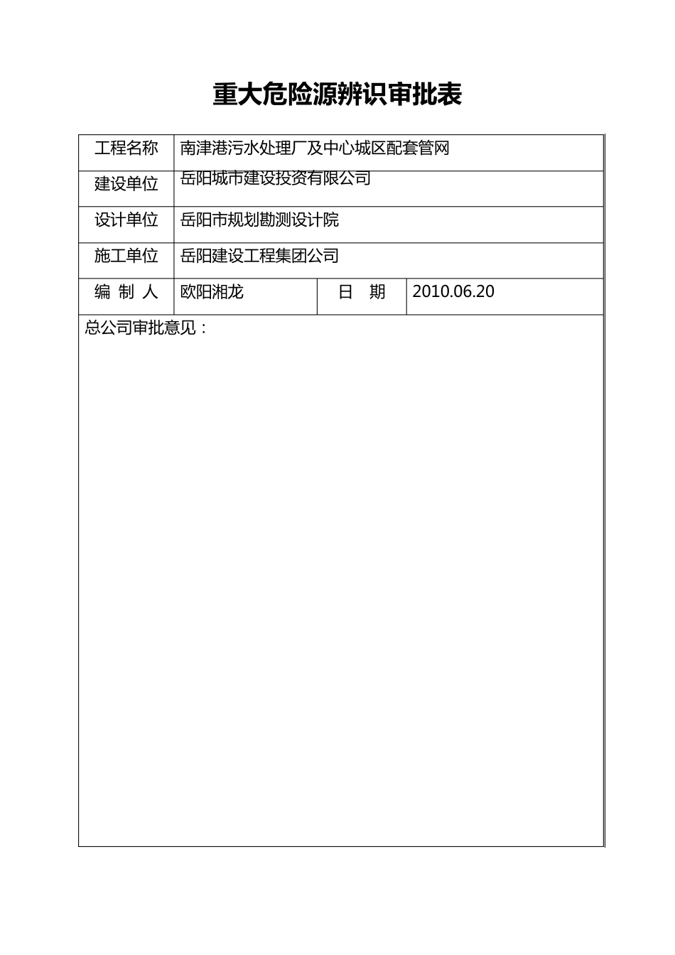审批表格,重大危险源识别_第1页