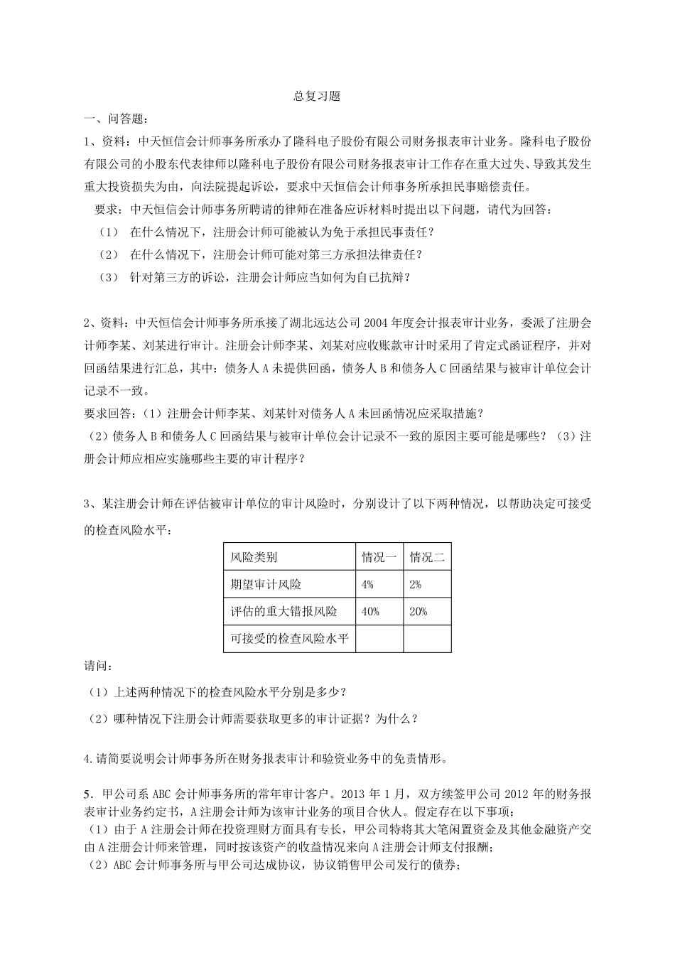 审计学总复习题+答案_第1页