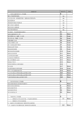 审计工作底稿索引号对照表