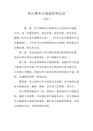 审计现场管理办法