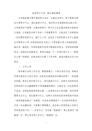 审计立项之浅谈