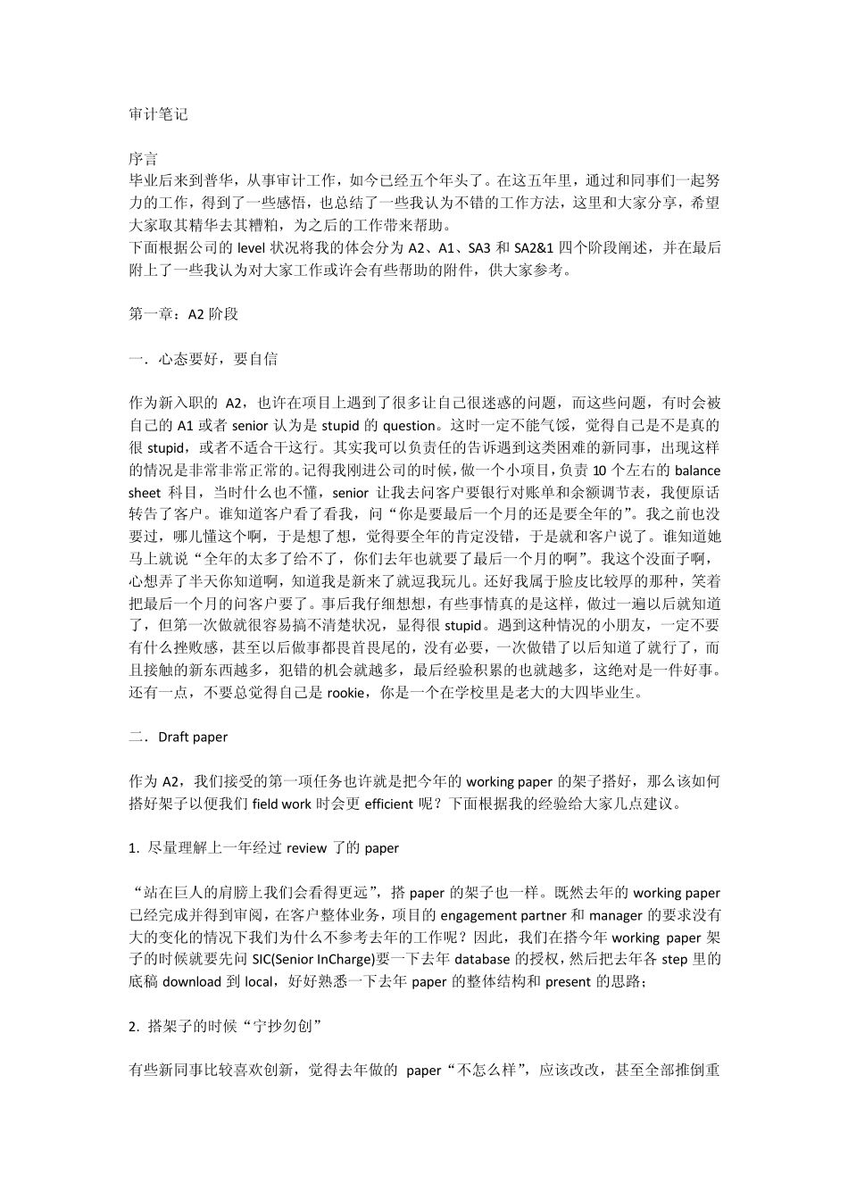 审计笔记Pwc五年经验_第1页