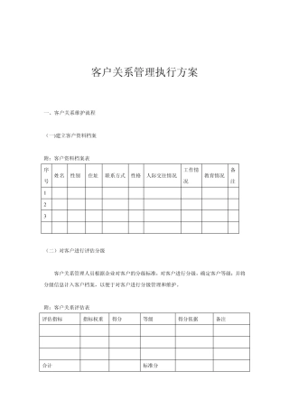 客户关系管理执行方案