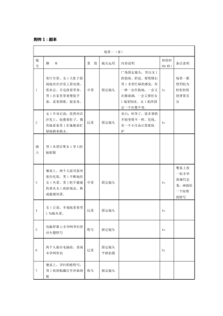 宣传片分镜头剧本