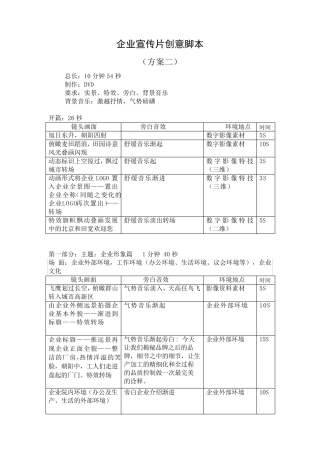 宣传片创意脚本