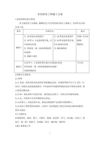 室内抹灰施工方案