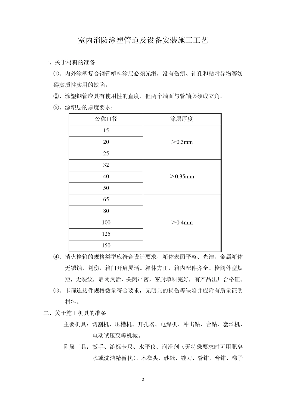 室内消防涂塑管道及设备安装施工工艺_第2页