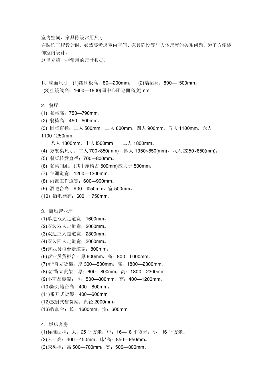 室内空间常用尺寸_第1页